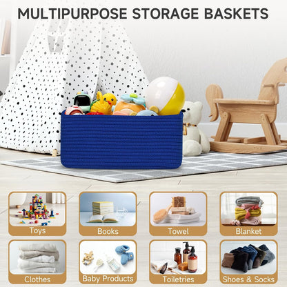 3-Pack Small Storage Baskets for Organizing | Woven Shelf Toy Basket | Rope Baskets for Gifts Empty | Closet Organizer Bins with Handles | Cube Decorative Box | 11.8×7.8×5.1” | Mixed brown