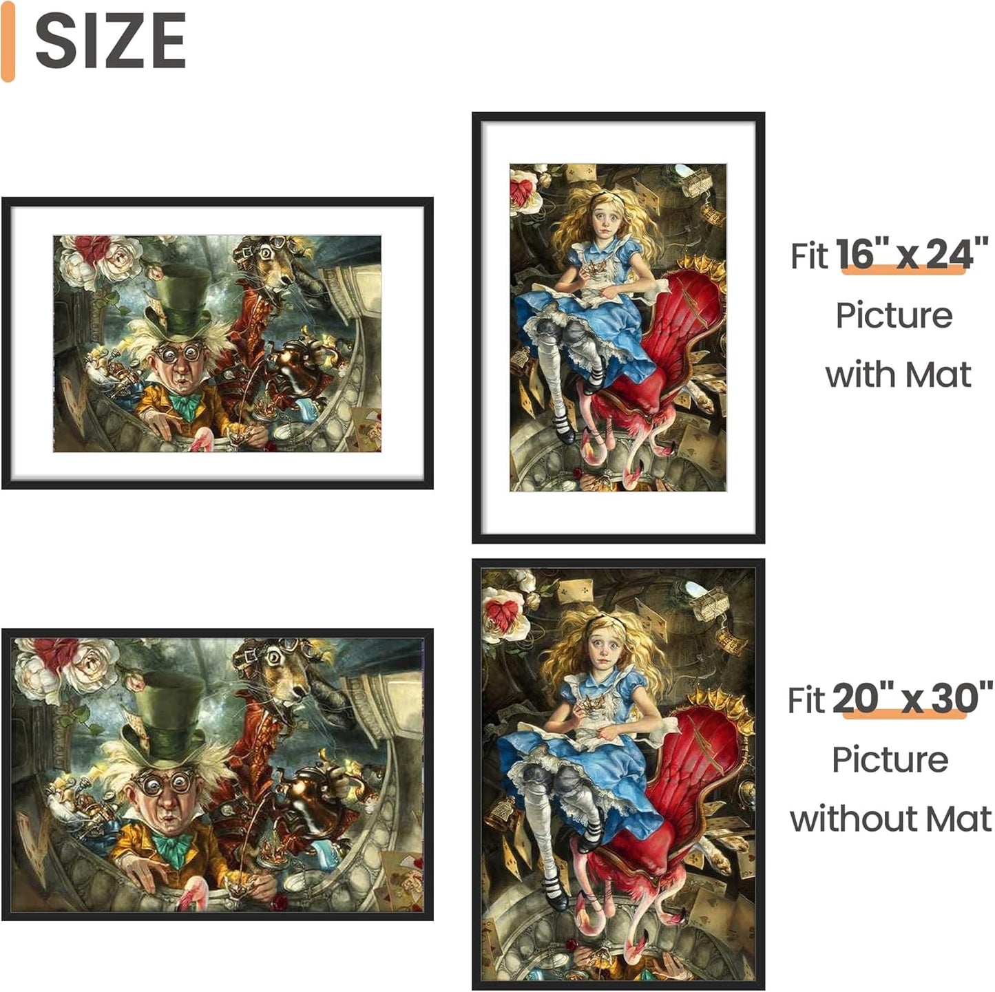 upsimples 8x10 Picture Frame, Display Pictures 5x7 with Mat or 8x10 Without Mat, Wall Hanging Photo Frame, Black, 1 Pack - Colors A
