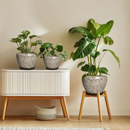 6 Inch Plant Pot - Ceramic Pots for Plants with Drainage Hole and Saucer, Round Succulent Planter Indoor Outdoor, Modern Flower Pot for Snake Plants, Home Decor, Gifts for Plant Lover, Blue