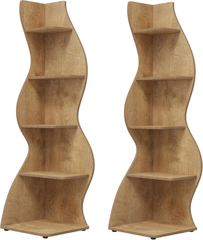 Tribesigns Corner Shelf, Modern 5-Tier Wall Corner Bookshelf, Stylish Corner Small Bookcase Storage Rack Plant Stand with Unique Shape for Living Room, Home Office (White, 1PC)