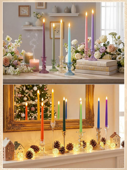 Treela 24 Pcs Flameless Taper Candles Battery Operated Bulk Fake Candles Light LED Candle Sticks Flickering Tapered for Easter Wedding Anniversary Decoration(Basic,11 Inch,Ivory)
