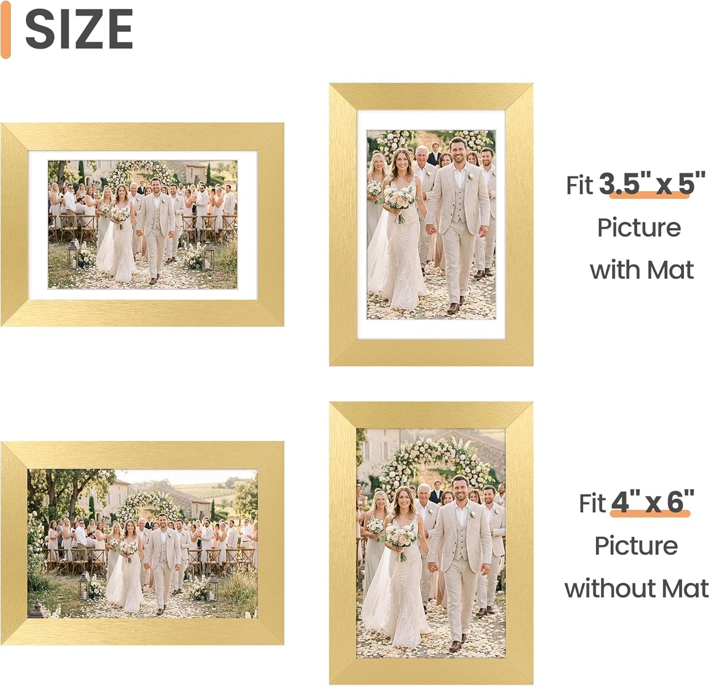 upsimples 5x7 Picture Frame Set of 10, Display Pictures 4x6 with Mat or 5x7 Without, Multi Photo Frames Collage for Wall or Tabletop Display, Black