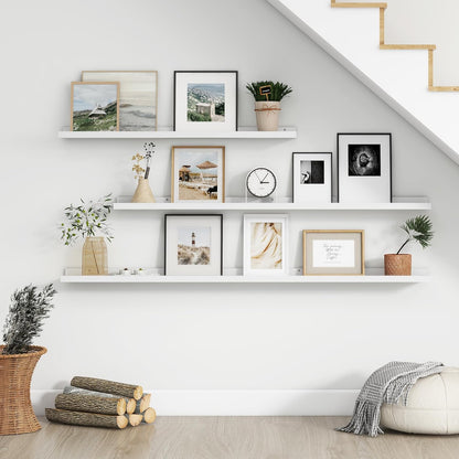 FLYJOE Floating Picture Ledge Shelves for Wall Set of 4, 48 Inch Wall Shelves with Lip Long Large Nursery Book Shelf for Toys Storage Kids Bookshelf Wall Mounted Living Room Bedroom Decor Frames