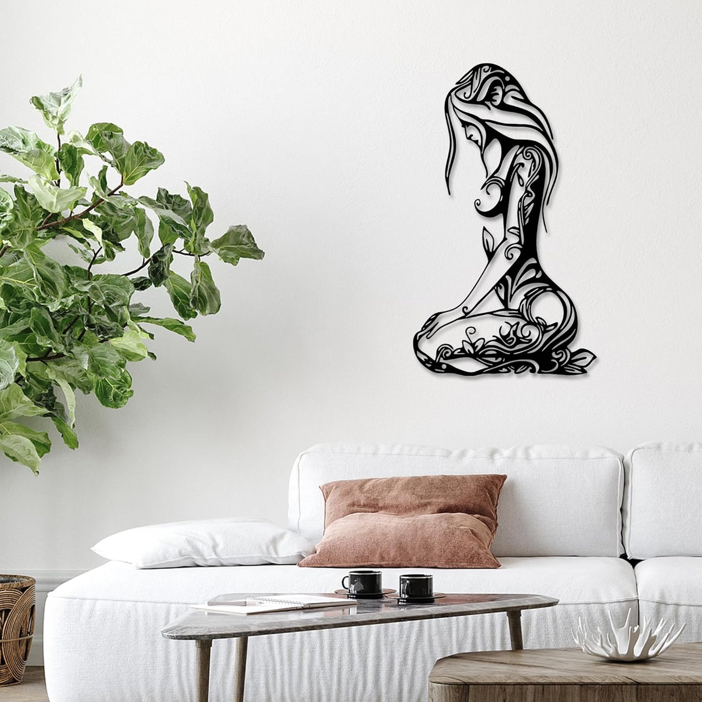 Xedatric Modern Abstract Metal Wall Art-Minimalist Line Sculpture for Bedroom,Living Room,Bathroom-Unique Metal Wall Decor for Home & Office