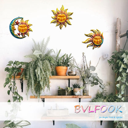 Large Sun Wall Art Decor 45 inch Metal Wall Art, Retro Hanging Decor, Valentine Wall Decorations for Patio,Yard,Garden,Fence,Living Room