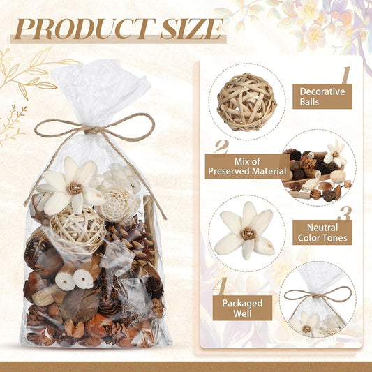 Nuanchu 2 Pack Decorative Balls Potpourri Bowl Filler Decor Natural Vase Bowl Filler Assorted Spherical Rattan Twigs Wicker Balls for Home Decor Centerpiece, No Scent(Beige Series,Classic Style)