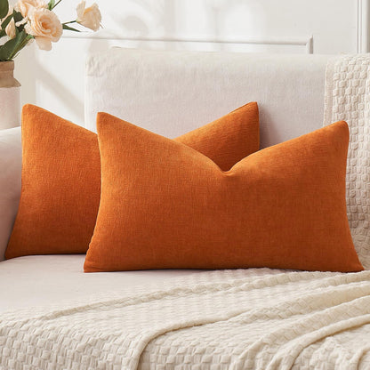 MIULEE Olive Green Couch Pillow Covers 18x18 Inch, Set of 2 Soft Chenille Decorative Square Throw Pillow Covers Farmhouse for Sofa Living Room Bed