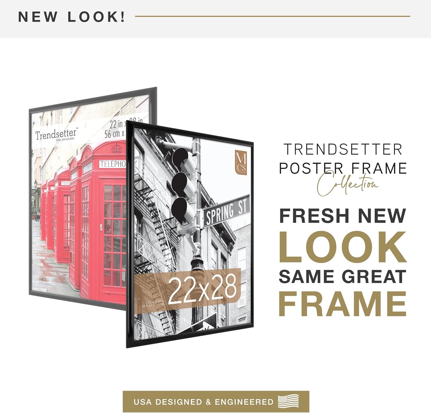 MCS Trendsetter 24x36 Poster Frame Black High-Gloss, Vertical & Horizontal Wall Hanging Large Picture Frame for Photos, Posters & Art Prints (1-Pack)