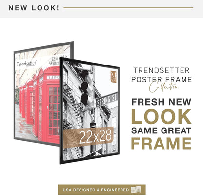 MCS Trendsetter 24x36 Poster Frame Black High-Gloss, Vertical & Horizontal Wall Hanging Large Picture Frame for Photos, Posters & Art Prints (1-Pack)