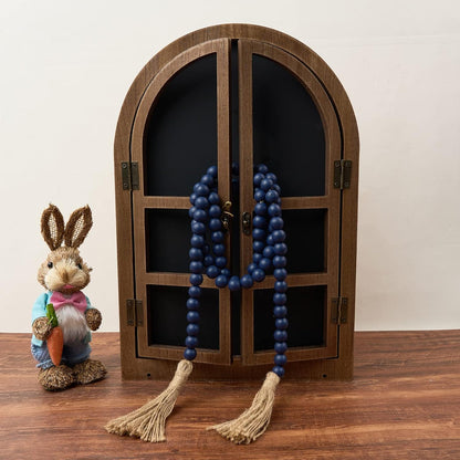 OMISHE 59in Wood Bead Garland with Tassels, Decorative Beads, Farmhouse Wooden Beads Garland for Wall Hanging Home Festival Decor, Aqua, Teal