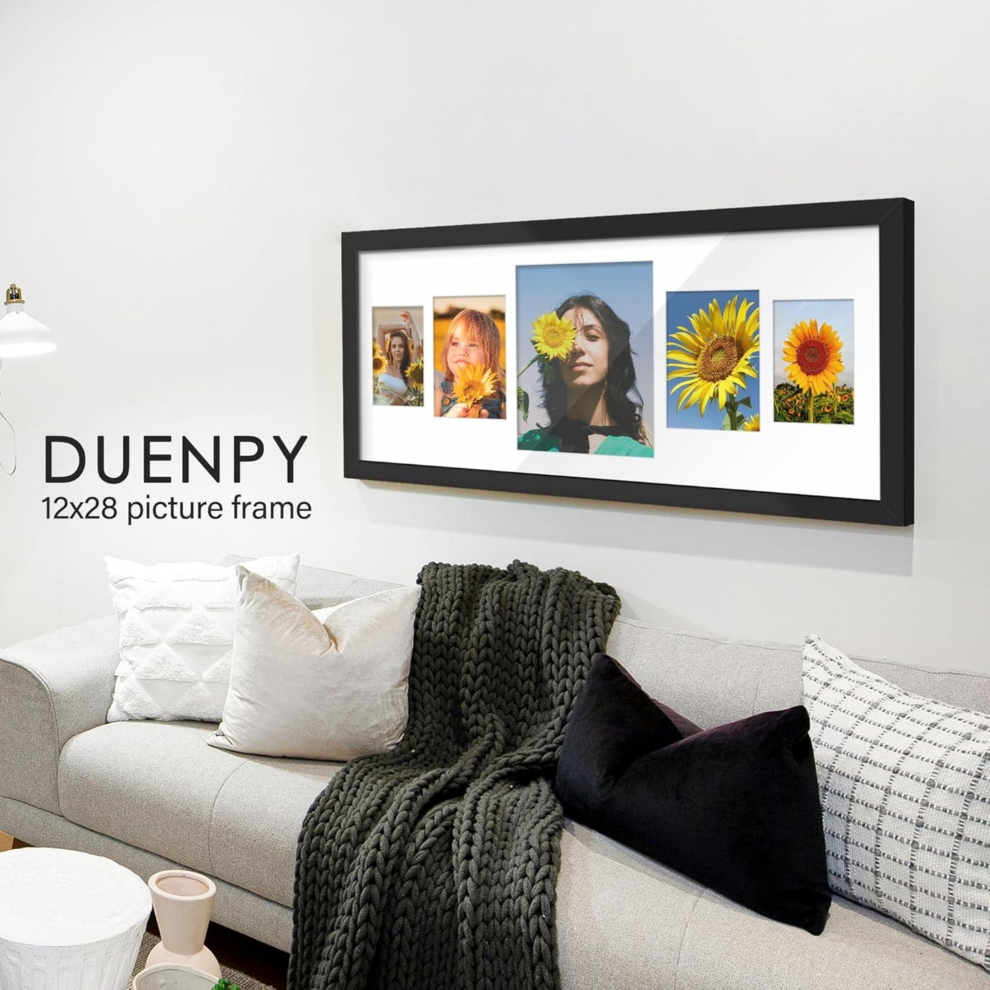 DUENPY 14x26 Collage Picture Frame 4x6 Collage Picture Frame Displays Twelve 4x6 inch Photos Available Horizontal Wall Mounting Display and Vertical Black - Colors B