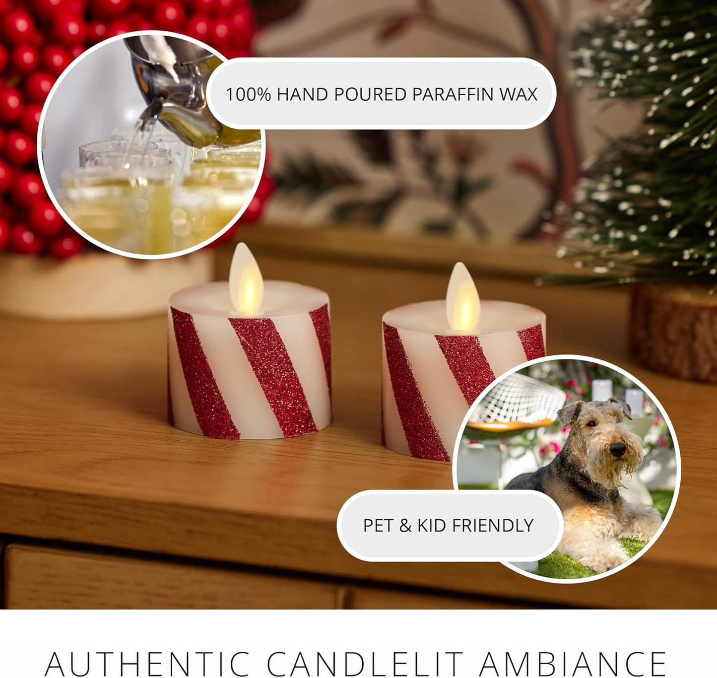 Luminara Flickering Flameless Pearl Ivory Tealights - Warm LED Light Flame Votives - Battery Operated Decor for Dining Room Table Centerpieces, Fireplace Mantel, Dinner Party, Reception - Set of 4