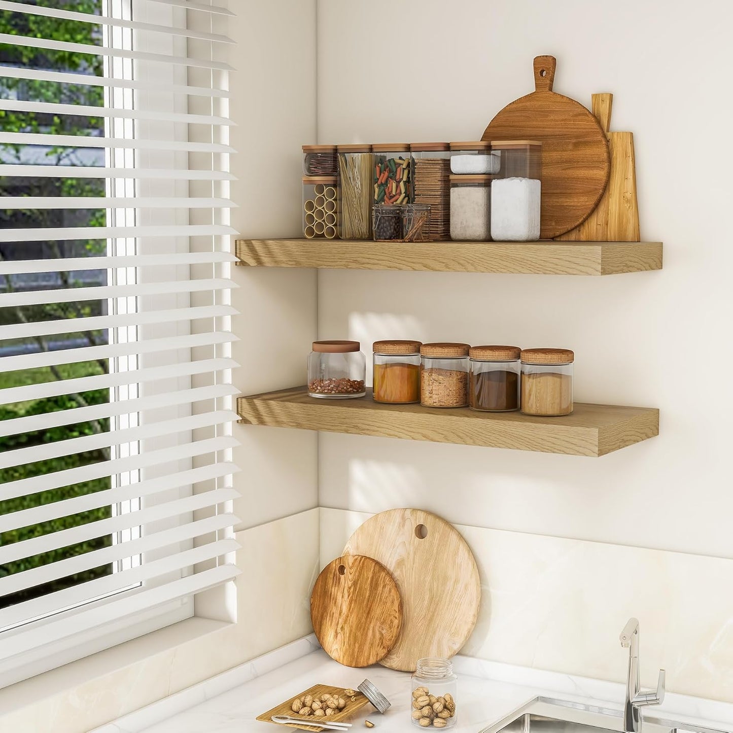 RICHFOCUS 72Inch Floating Shelves for Wall 2 Pack Shelves for Bedroom|Kitchen|Bathroom Wall Mounted Rustic Wood Floating Shelf with Invisible Brackets for Books|Storage|Decor, Rustic Brown