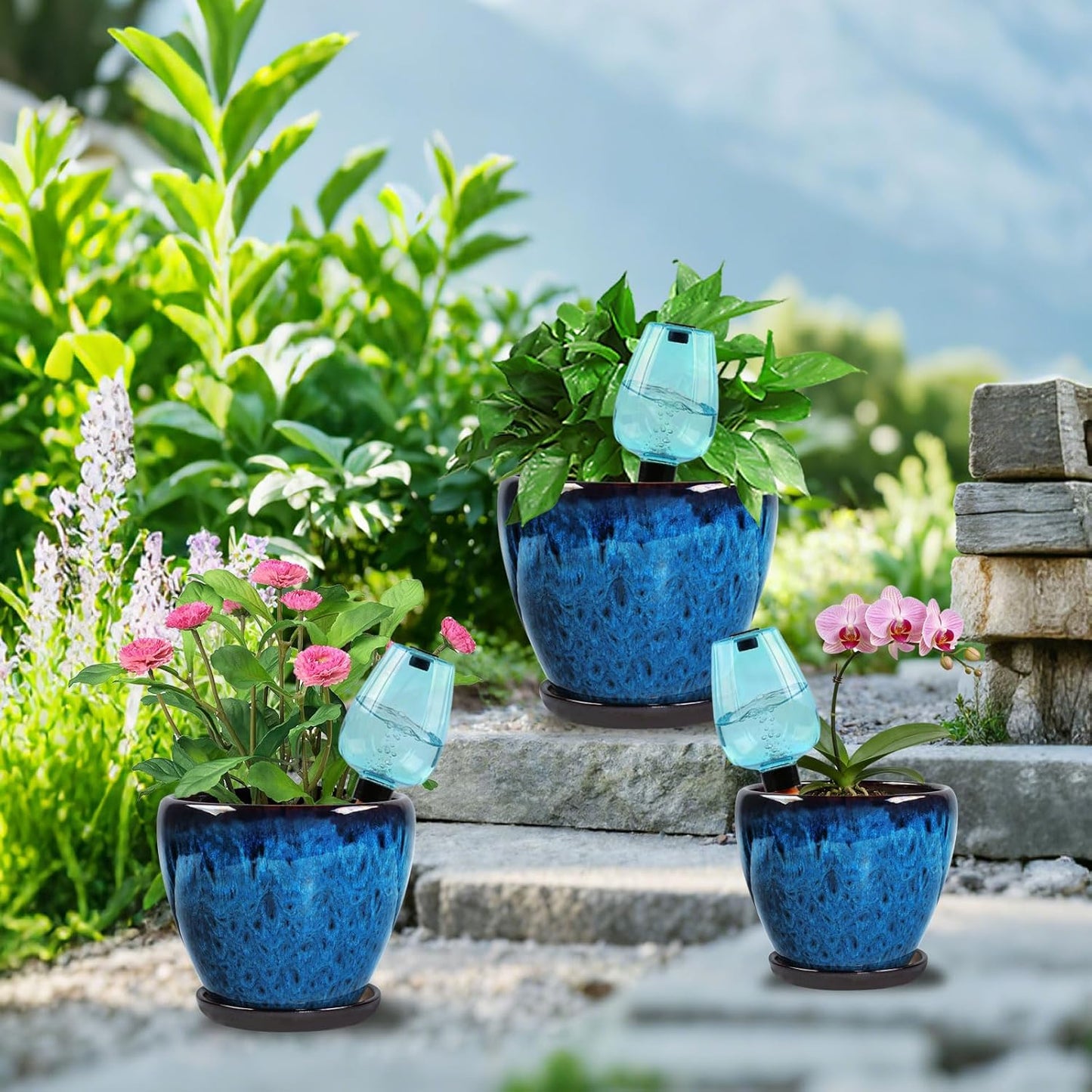 Ceramic Plant Pots with Saucer, 6 inch Glaze Planters for Indoor Plants with Drainage Holes, Decorative Small Flower Pots Outdoor, Modern Succulent Pots for Home Room Decor