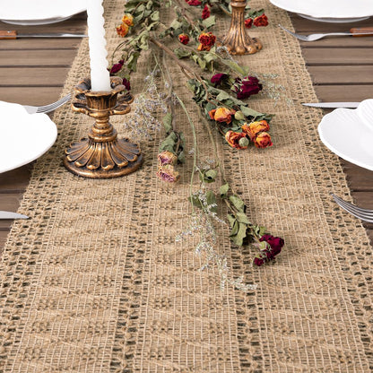 Socomi Boho Table Runner Summer Farmhouse Rustic Dining Kitchen Centerpiece Decor Small Macrame Woven Cotton Linen Coffee Table Runner for Dresser Scarf Home Decor 12x36 inch Beige