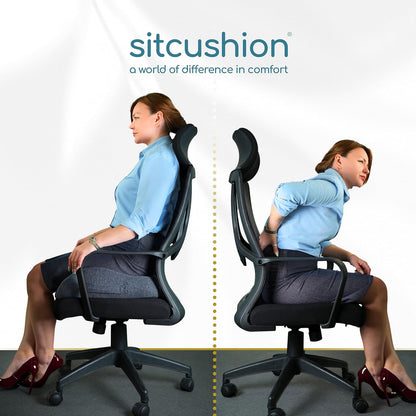 Extra Large Memory Foam Seat Cushions for Office Chairs, Pressure Relief Seat Cushion for Tailbone Pain Relief, Sciatica & Back Pain, Ergonomic Office Chair Cushion for Long Sitting & Driving (Black)