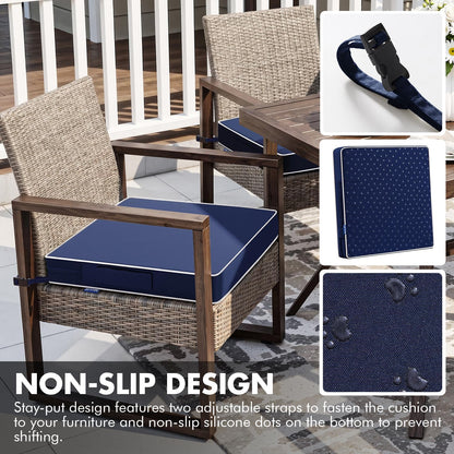 MIULEE Navy Blue 48 x 18 x 3 Outdoor Bench Cushion Waterproof Patio Chair Cushion with Adjustable Straps Set of 1 for Swing Patio Furniture 3-Year Color Fastness Garden Sofa Couch