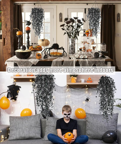 RECUTMS Artificial Hanging Plants Fake Hanging Plant Faux Eucalyptus Leaf Greenery Vine Outdoor UV Resistant Plastic Plants Home Garden Wedding Party Indoor Outdoor Decorations(White)