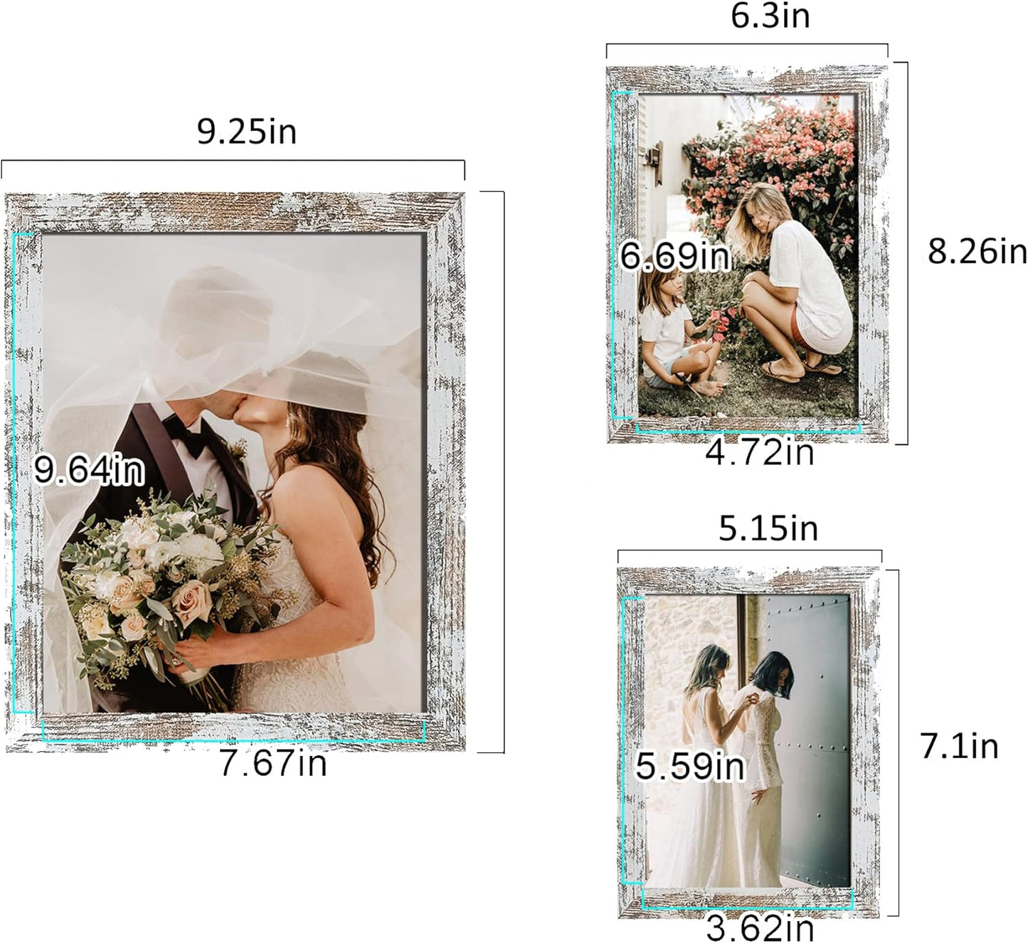 LUCKYLIFE Picture Frames Collage Wall Decor 10-Pack, Gallery Wall Frame Set with 8x10 5x7 4x6 Frames in 3 Different Finishes