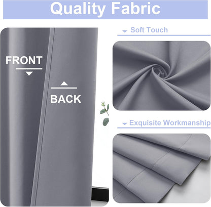 Simplebrand Ava Sage Green Blackout Curtains for Bedroom 63 Inch Length 2 Panels Set, Solid Thermal Insulated Energy Saving Rod Pocket Window Treatment Curtains Blackout Drapes, W40 x L63 Inch, Sage - Colors B