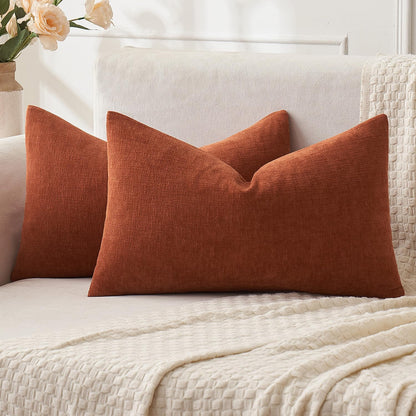 MIULEE Olive Green Couch Pillow Covers 18x18 Inch, Set of 2 Soft Chenille Decorative Square Throw Pillow Covers Farmhouse for Sofa Living Room Bed