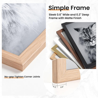 Venusmiles 15 Pack Picture Frames Collage Wall Decor, Gallery Frame Set for Wall Mounting or Tabletop Display, Multi Sizes Including 3pcs 8x10, 6pcs 5x7, 6pcs 4x6, Oak