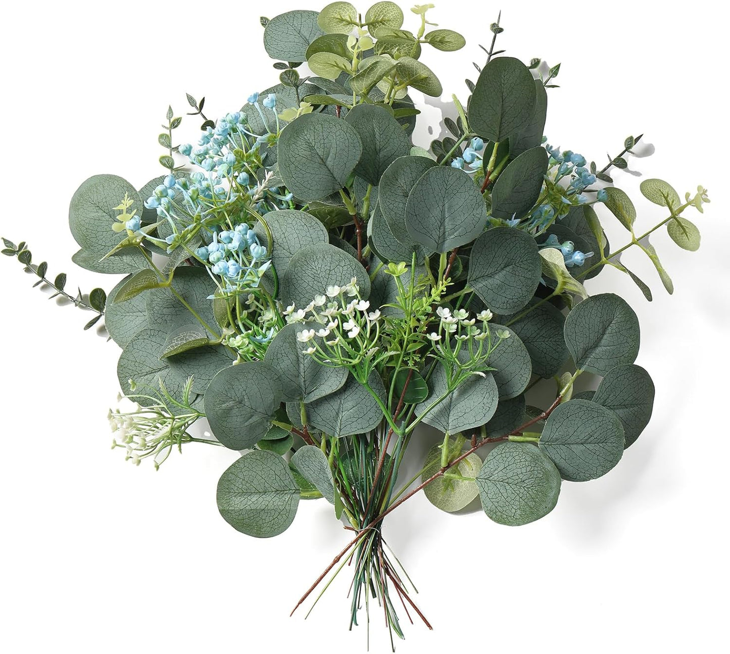 Fake Plants, 20Pcs Eucalyptus Stems Artificial Flowers, Fake Eucalyptus Leaves Stems, Plastic Grey Green Touch Leaf Branches for Home Office Flowers Bouquet Centerpiece Wedding Decoration
