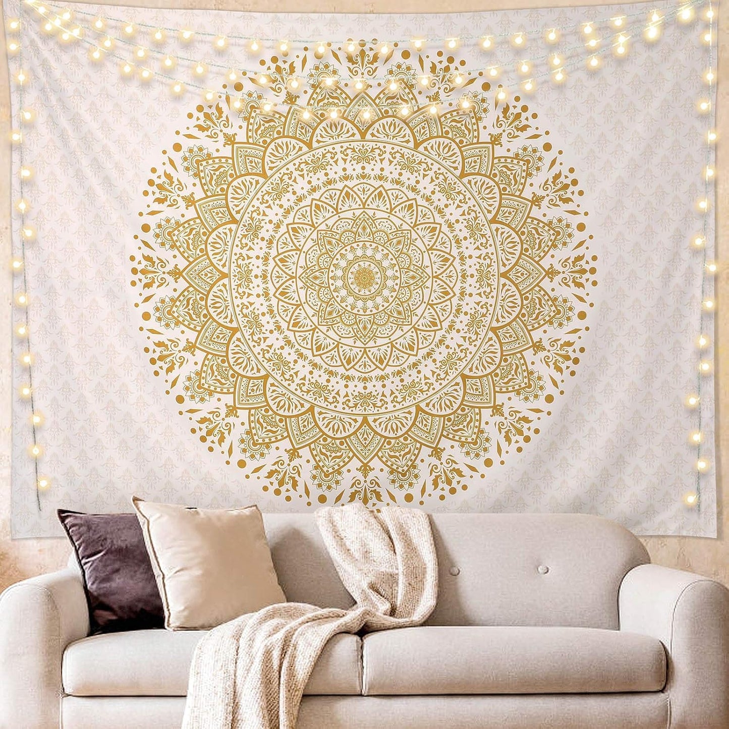 Black Mandala Tapestry Wall Hanging Psychedelic Wall Tapestry Aesthetic Indian Hippie Decor Bohemian Art Boho Home Decoration for Bedroom,Living Room,Dorm