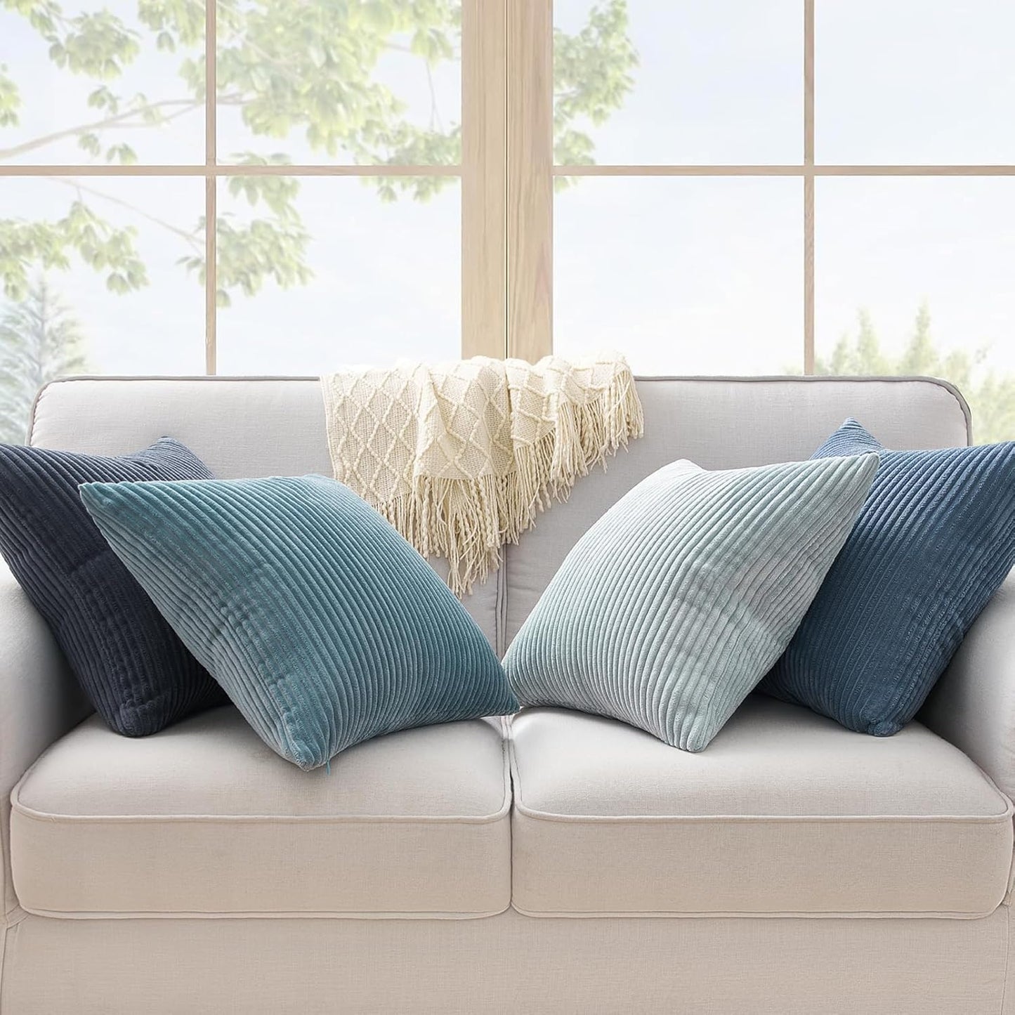 Topfinel Decorative Throw Pillow Covers Cushion Cases, Set of 4 Soft Velvet Modern Double-Sided Designs, Mix and Match for Boho Farmhouse Fall Home Decor (18x18 inch, Orange/Teal)