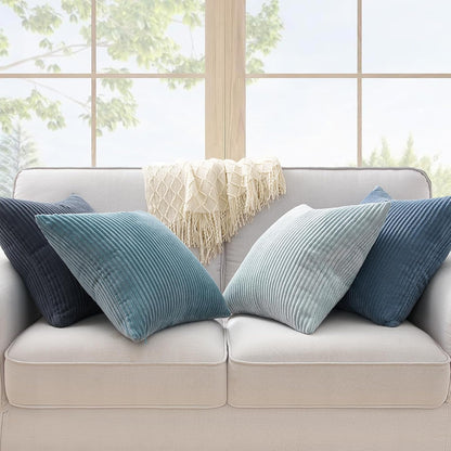 Topfinel Decorative Throw Pillow Covers Cushion Cases, Set of 4 Soft Velvet Modern Double-Sided Designs, Mix and Match for Boho Farmhouse Fall Home Decor (18x18 inch, Orange/Teal)