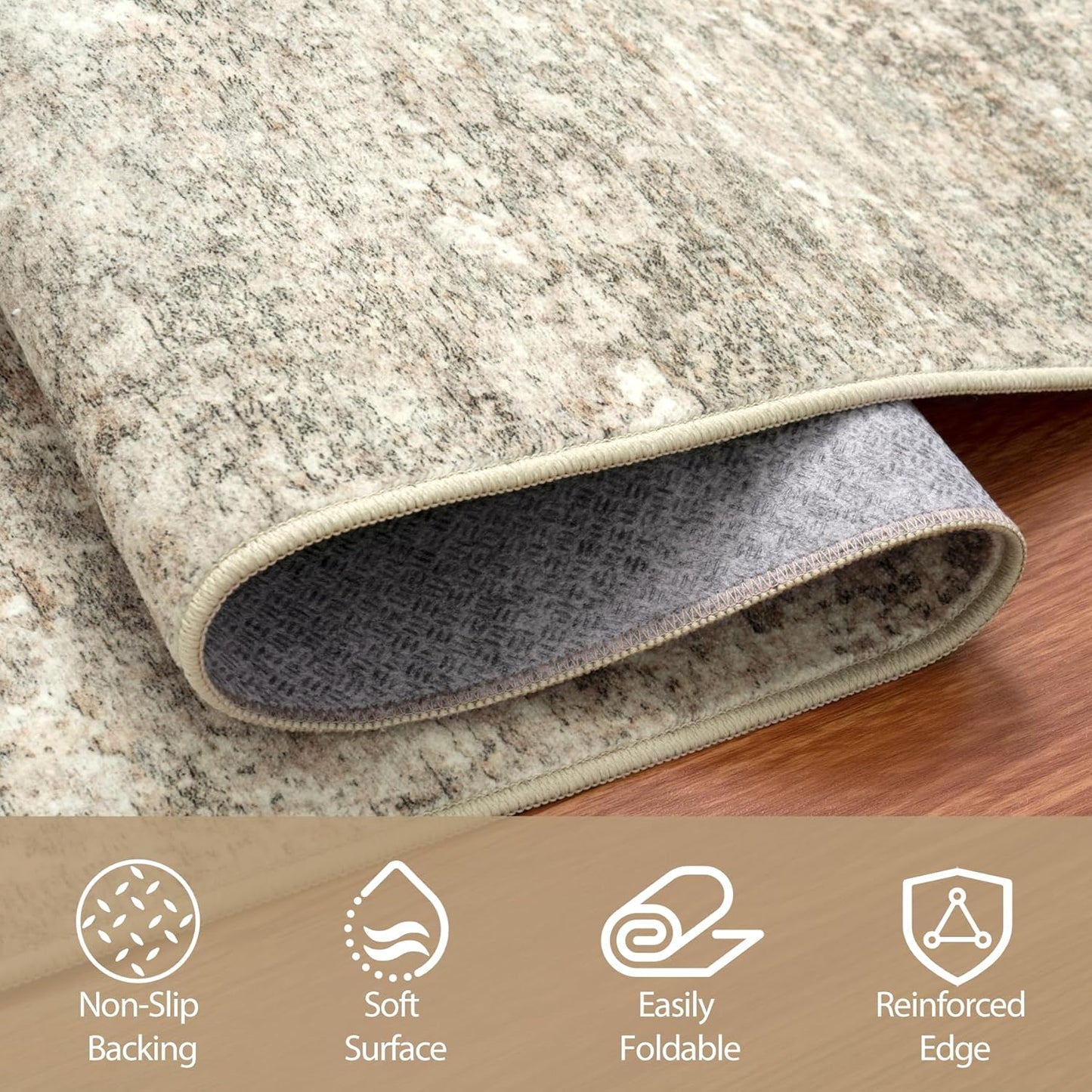 8x10 Area Rugs for Living Room Rug Washable: Abstract Large Rug for Dining Room Bedroom Carpet Non Slip 8 by 10 Indoor Modern Nursery Home Office Blue Grey
