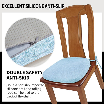 SINOSSO 1 Pack Memory Foam Chair Cushions for Dining Chair, Friendly Woven Fabric 16" U-Shape Comfortable Kitchen Chair Pad, Removable Slip Resistant Seat Cushion (1 Piece, Blue)
