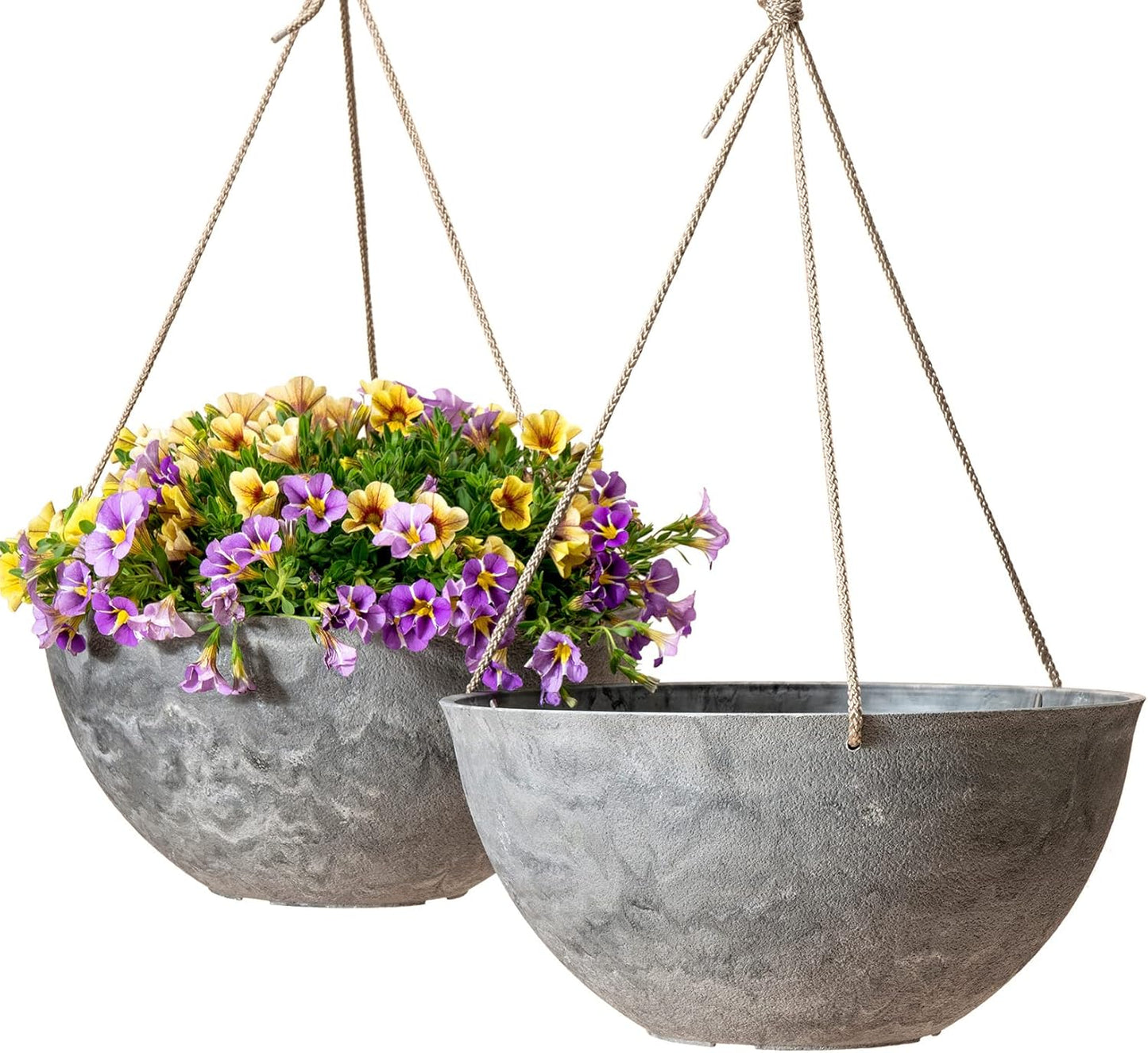 LA JOLIE MUSE Large Hanging Planters - 13 Inch Flower Pots Outdoor Indoor, Hanging Garden Planters Set of 2, New Iron Color