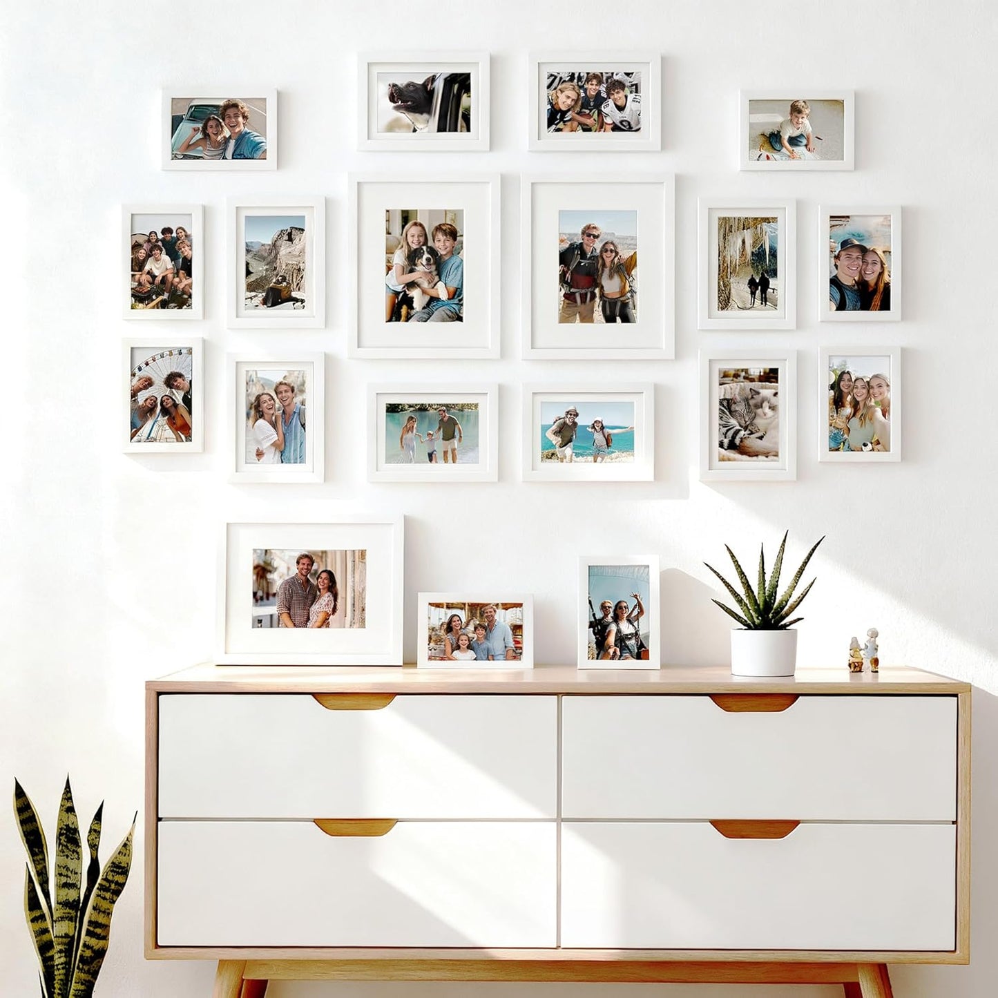 upsimples 19 Pack Picture Frames Collage Wall Decor for Mounting or Tabletop Display, Photo Gallery Frame Set for Family, Multi Sizes Including 8x10, 5x7, 4x6, Brown