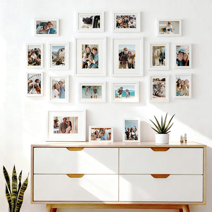 upsimples 19 Pack Picture Frames Collage Wall Decor for Mounting or Tabletop Display, Photo Gallery Frame Set for Family, Multi Sizes Including 8x10, 5x7, 4x6, Brown