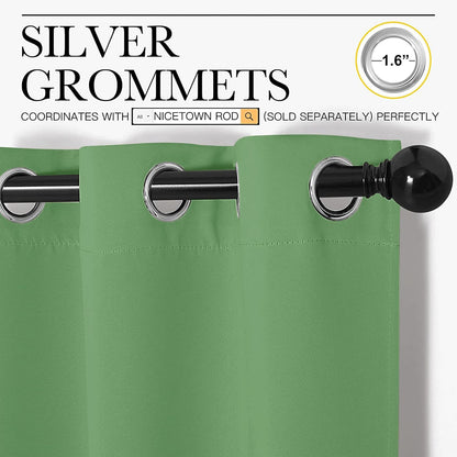 NICETOWN Halloween Pitch Black Solid Thermal Insulated Grommet Blackout Curtains/Drapes for Bedroom Window (2 Panels, 42 inches Wide by 63 inches Long, Black) - Colors D