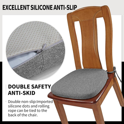 SINOSSO 1 Pack Memory Foam Chair Cushions for Dining Chair, Friendly Woven Fabric 16" U-Shape Comfortable Kitchen Chair Pad, Removable Slip Resistant Seat Cushion (1 Piece, Blue)