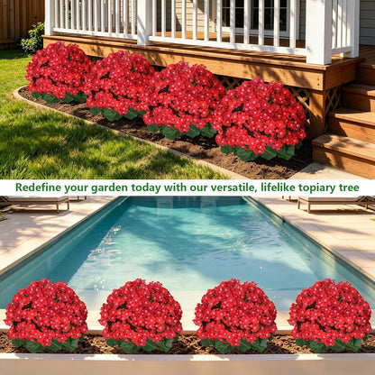 2Pack 4FT Artificial Bougainvillea Topiary Trees for Outdoor, Fake Silk Flowers Plants Bushes with Ground Spike, Faux UV Resistant Shurbs Trees for Outside,Front Porch,Patio,Balcony Decor
