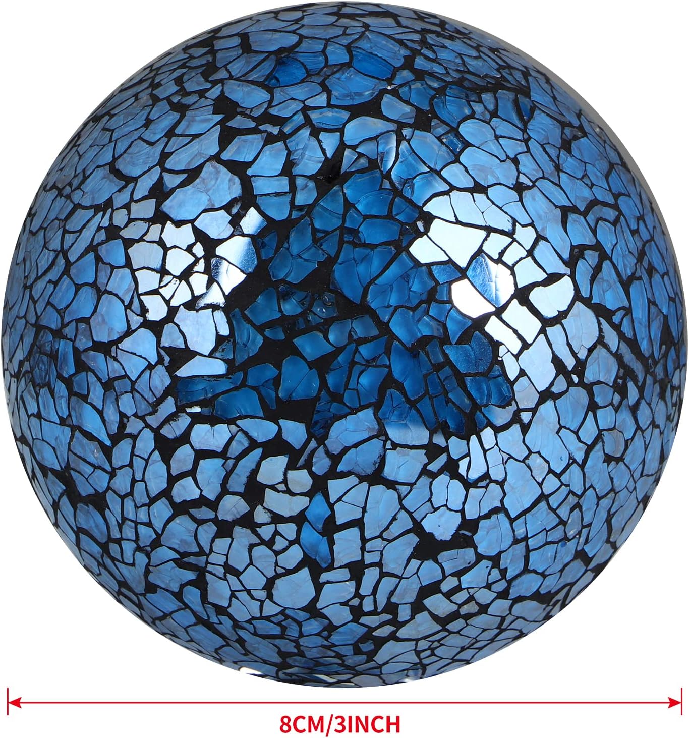 MDLUU 6 Pcs Mosaic Sphere Balls-Diameter 3 in, Decorative Orbs, Centerpiece Balls for Bowls, Vases, Dining Table Decor, Turquoise Blue