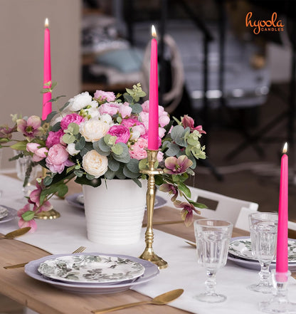 Hyoola Tall Taper Candles - 10 Inch Metallic Gold Unscented Dripless Taper Candles - 8 Hour Burn Time - 4 Pack