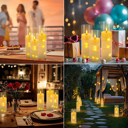 48- Pack of 3 Sizes of LED Flameless Candles.This Candle is Suitable for café, Fancy Restaurant, Bookstore and Other Scenes to Create a Relaxing and Romantic Atmosphere.
