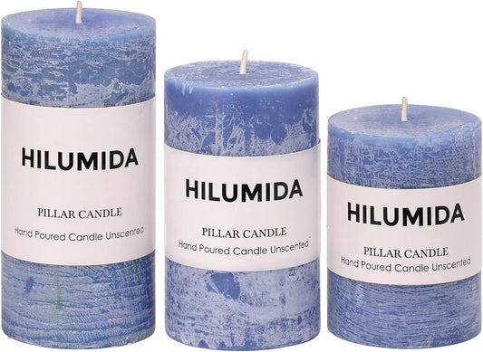 Sage Green Pillar Candles Set of 3 - Hand-Poured Unscented Candles,Smokeless Dripless Candles for Dinner Table and Home, Set of 3 in Different Sizes (3"x4", 3"x5", 3"x6")