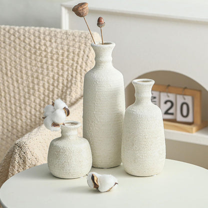 Ceramic Vase Set of 3 | Neutral Vase Home Decor with Handle | Pottery Modern Farmhouse Vases Pampas Grass Flower Vases for Home Decor Table Living Room Centerpieces Mantel Decor - Multicolor