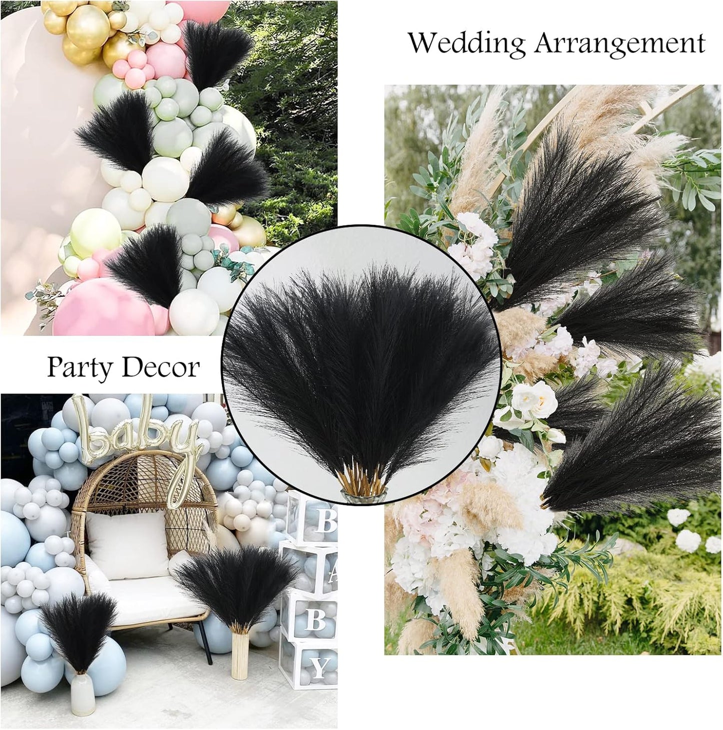obbsie 50pcs Pink Faux Pampas Grass Decor, 21.6" Short Artificial Floral Branches Vase Filler Flower Arrangement for Home Wedding Boho Outdoor Decor