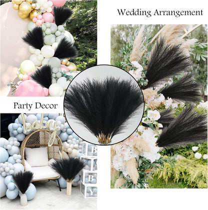 obbsie 50pcs Pink Faux Pampas Grass Decor, 21.6" Short Artificial Floral Branches Vase Filler Flower Arrangement for Home Wedding Boho Outdoor Decor