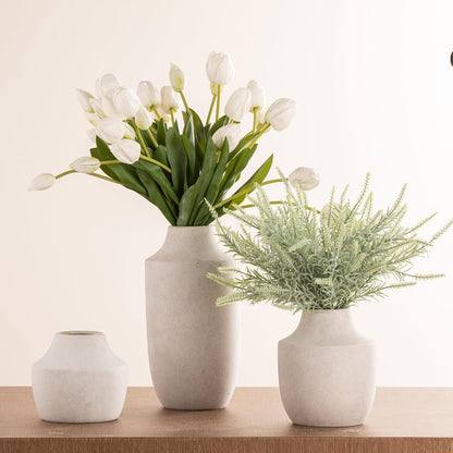 Mitt&Ditt Ceramic Flower Vase with Handles, 11 inch Tall Vase for Centerpieces, Large Decorative Terracotta Vases, Farmhouse Rustic Vases for Home Decor, Living Room, Table, Neutral