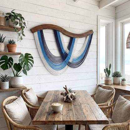Mindsoft Green Macrame Wall Hanging Dip Dyed Yarn Wall Art, Modern Boho Decor Handmade Cotton Rope Tapestry for Bedroom, Living Room, Nursery, 31.5 x 23.6 Inch