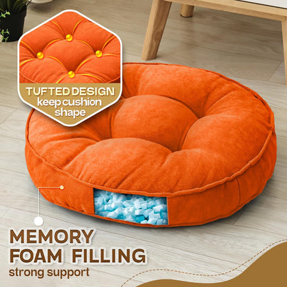 1 MIDDLE ONE Floor Pillow Set of 2, Memory Foam Floor Cushions for Adults, Large Meditation Pillow for Sitting, 22 x 22 Inches (Square | Grey)