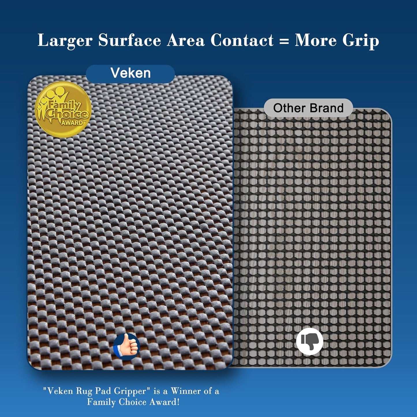 Veken Non Slip Rug Pad Gripper 8 x 10 Feet Extra Thick Pads for Any Hard Surface Floors, Keep Your Rugs Safe and in Place, Under Carpet Anti Skid Mat - Colors A
