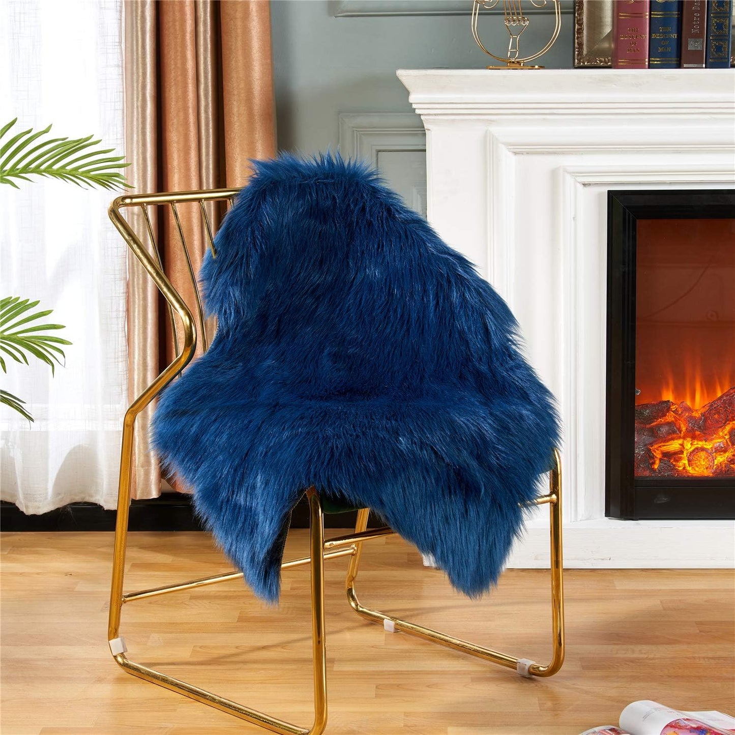 EasyJoy Ultra Soft Fluffy/Fuzzy Shaggy Area Rug Faux Fur Chair Cover Seat Pad for Bedroom Floor Sofa Living Room (2 x 6 ft Sheepskin, Beige)